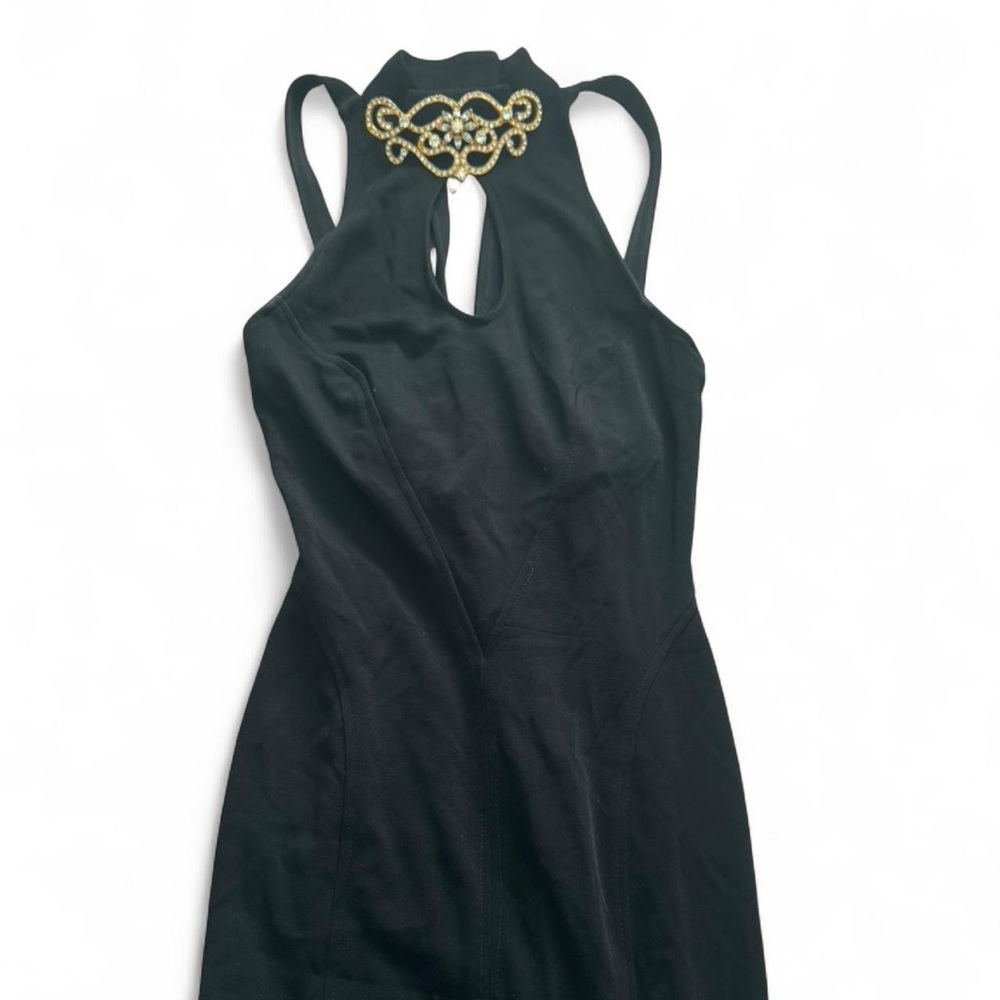 Chic Black Dress with Gold Detailing